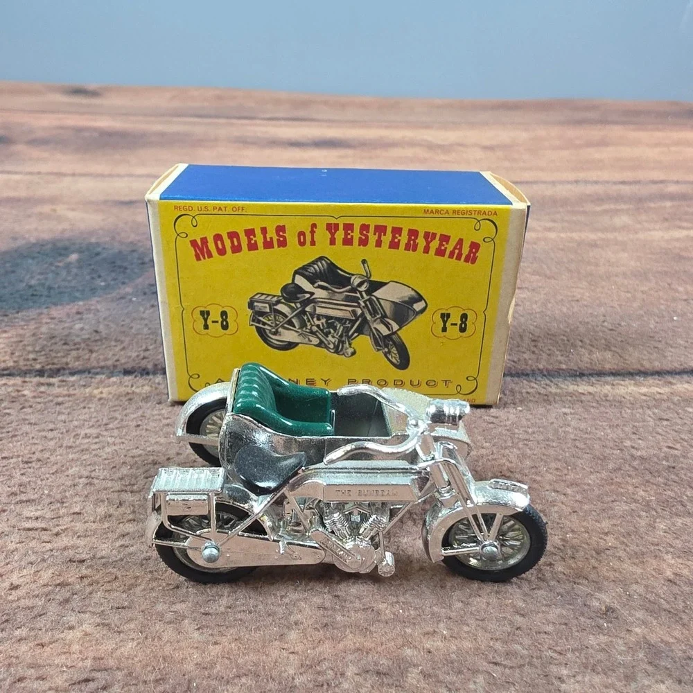Matchbox Sunbeam Motor Cycle Y-8 Silver Good 1914 Models of Yesteryear Boxed